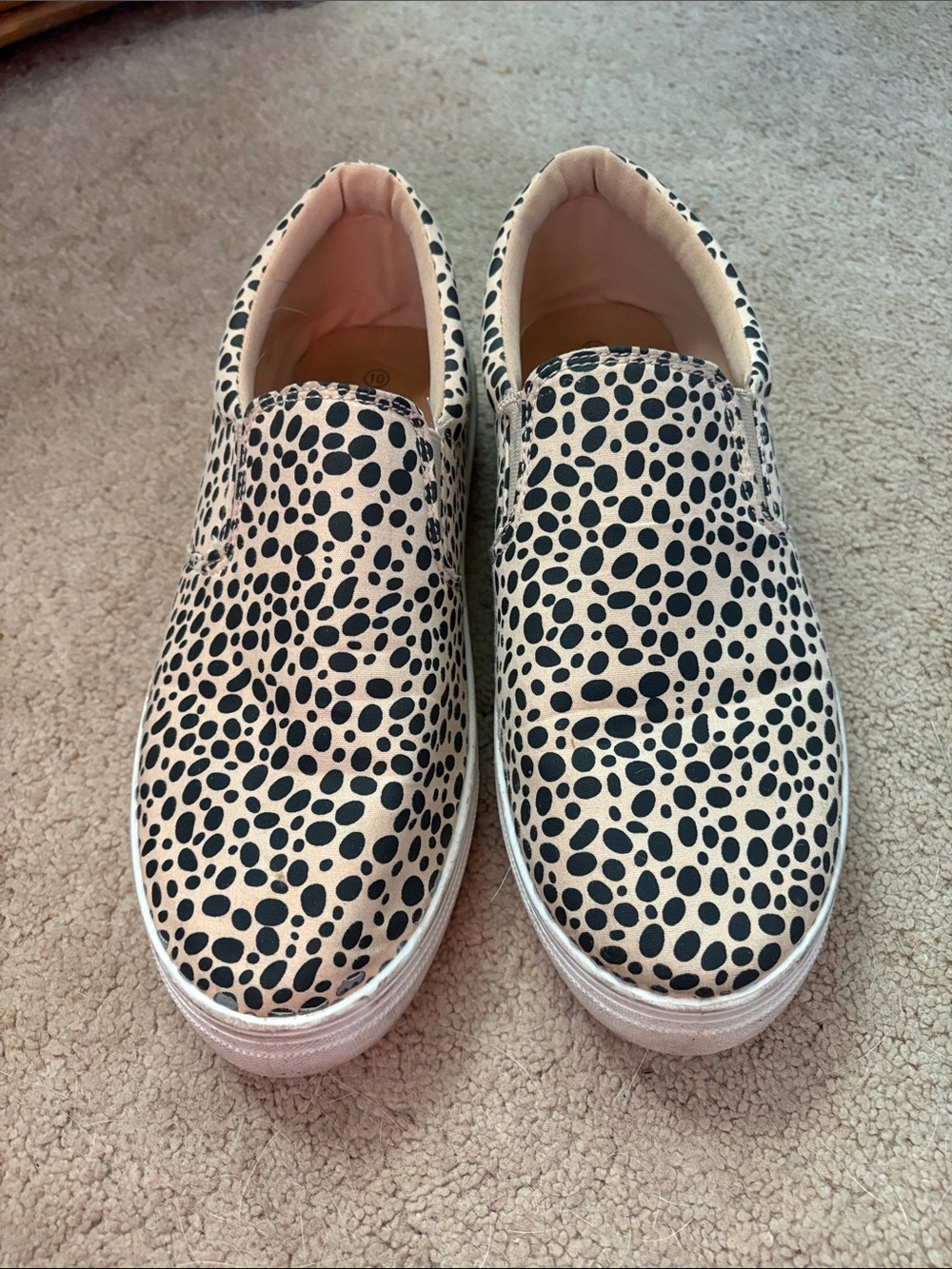 Wild Diva Black & Cream Dalmatian Print Slip-On Sneakers